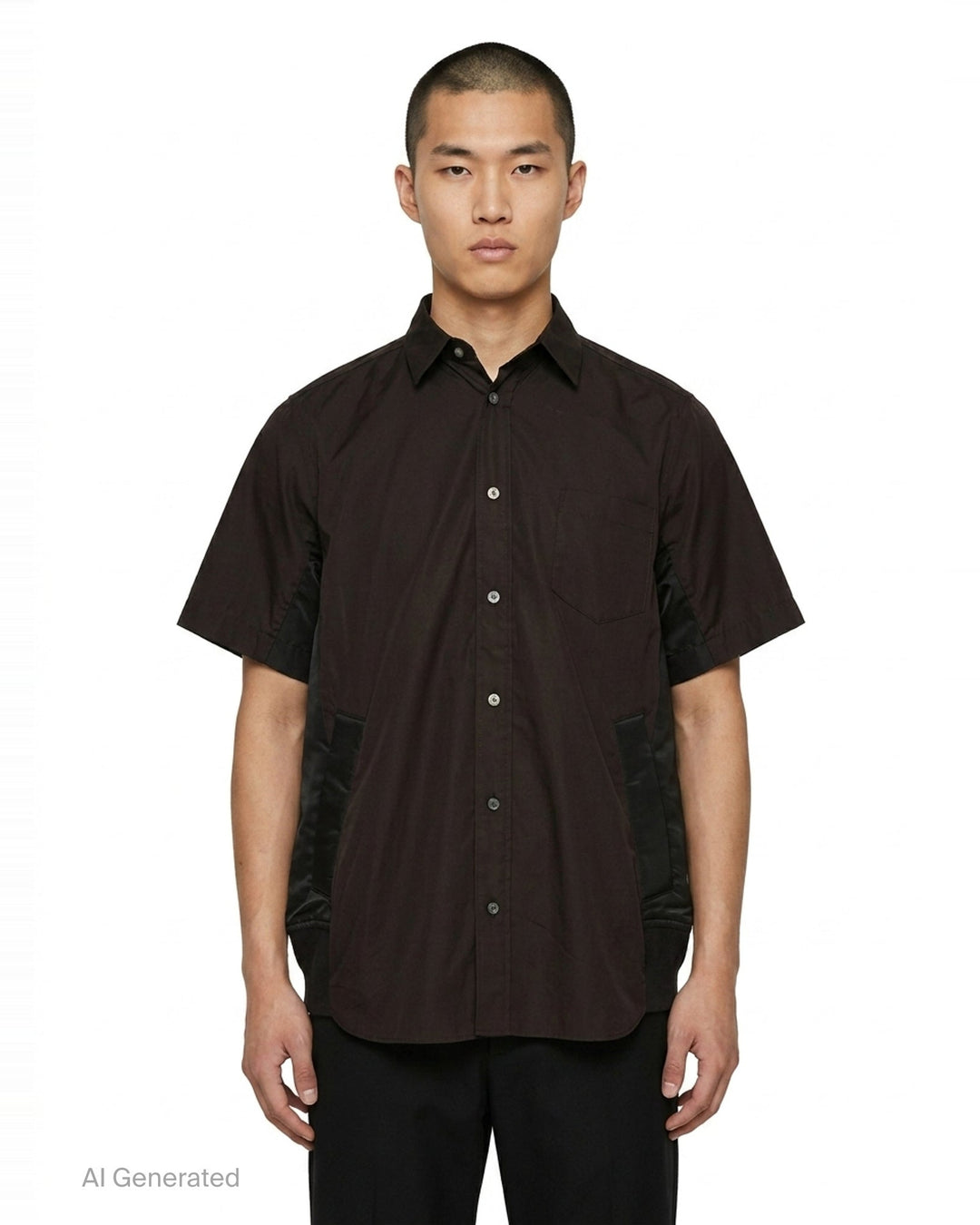 Cotton Poplin Mixed Media Shirt | sacai | Club21 - front