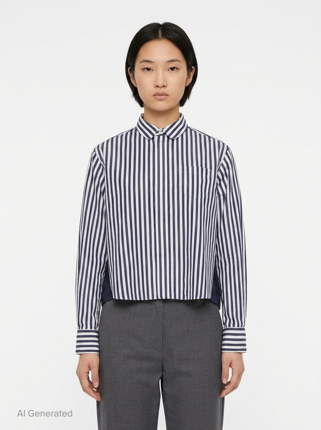 Cotton Poplin Nylon Twill Shirt | sacai | Club21 - front