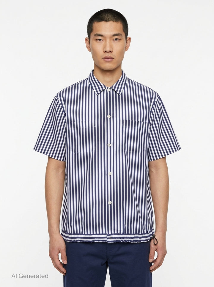 Cotton Poplin Short Sleeve Shirt | sacai | Club21 - front