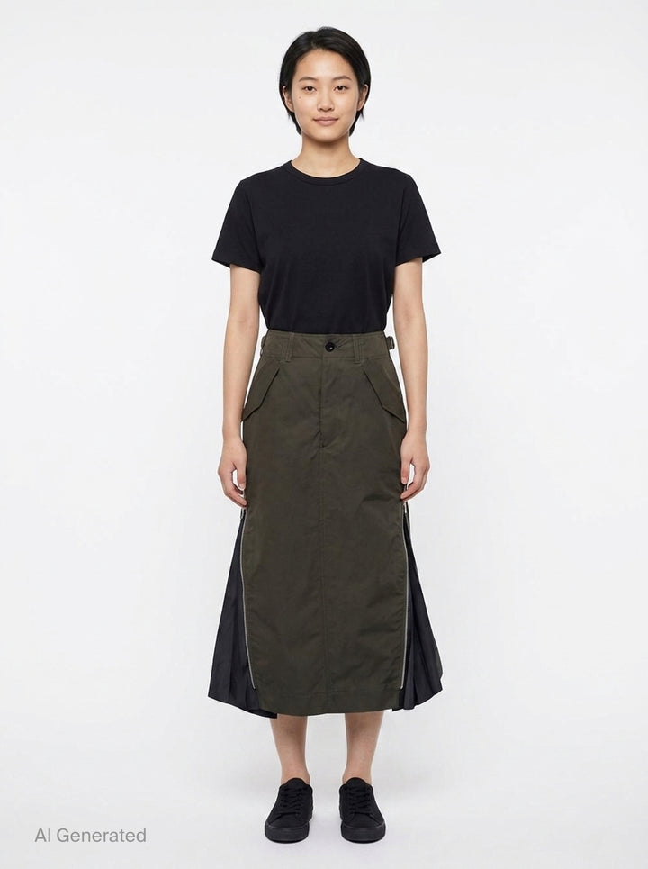 Cotton Weather Midi Skirt | sacai | Club21 - front
