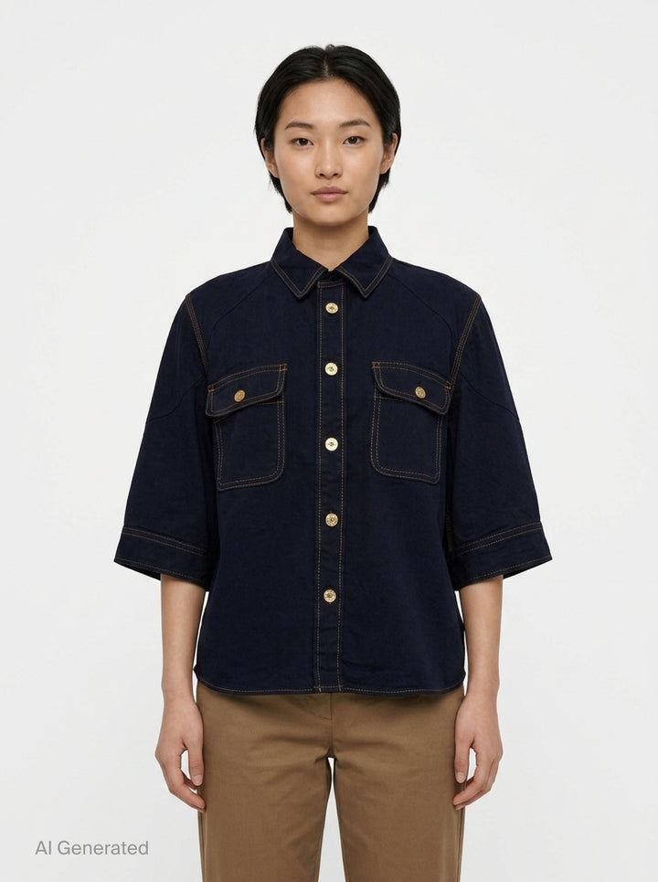 Cropped Denim Shirt | sacai | Club21 - front