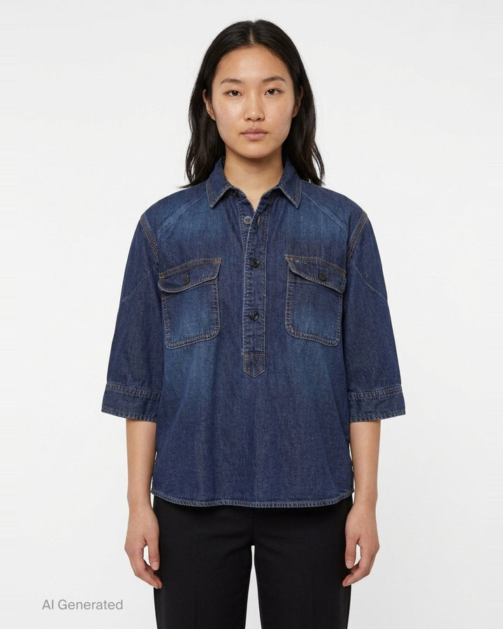 Cropped Denim Shirt | sacai | Club21 - front