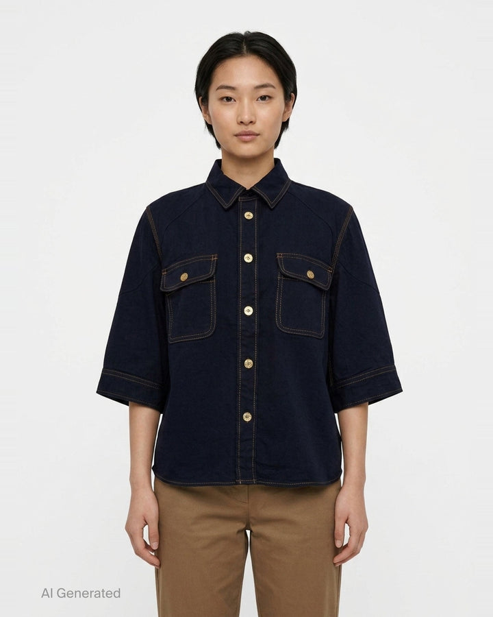 Cropped Denim Shirt | sacai | Club21 - front