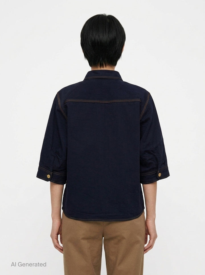 Cropped Denim Shirt | sacai | Club21 - back