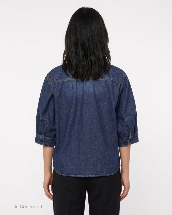 Cropped Denim Shirt | sacai | Club21 - back