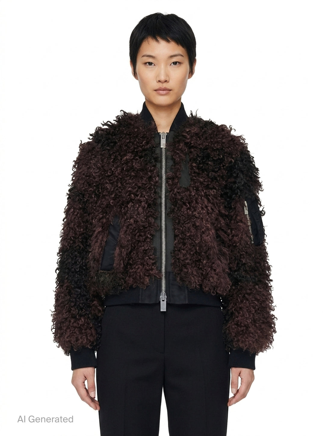 Curly Faux Fur Blouson | sacai | Club21 - front
