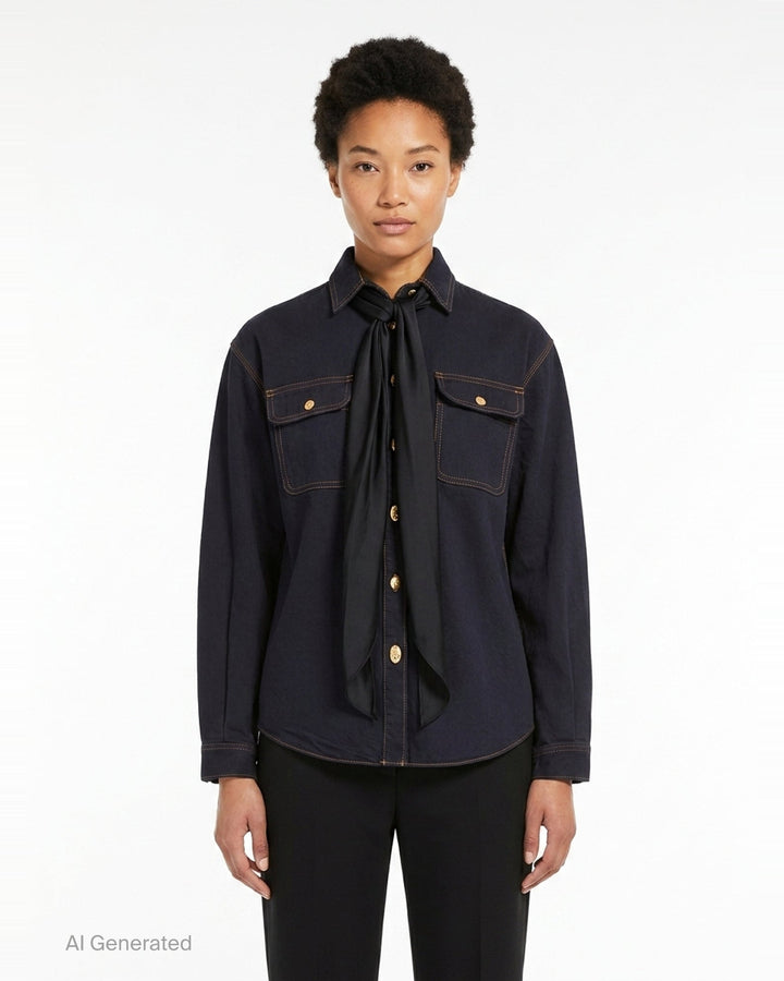 Denim Shirt with Scarf | sacai | Club21 - front