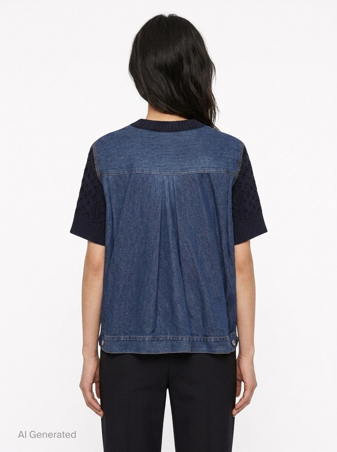 Denim x Cotton Knit Pullover | sacai | Club21 - back