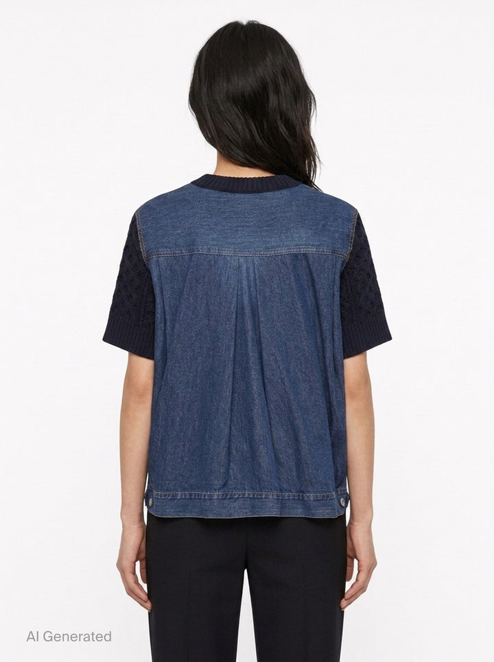 Denim x Cotton Knit Pullover | sacai | Club21 - back