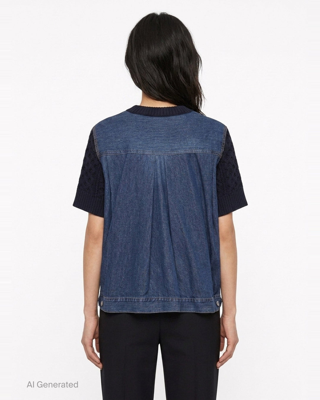 Denim x Cotton Knit Pullover | sacai | Club21 - back