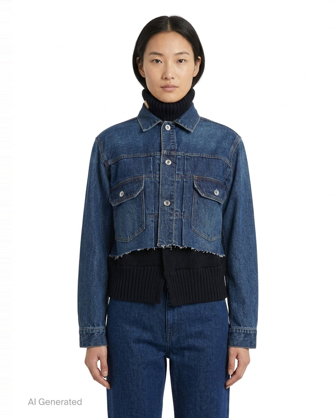 Denim x Wool Knit Jacket | sacai | Club21 - front