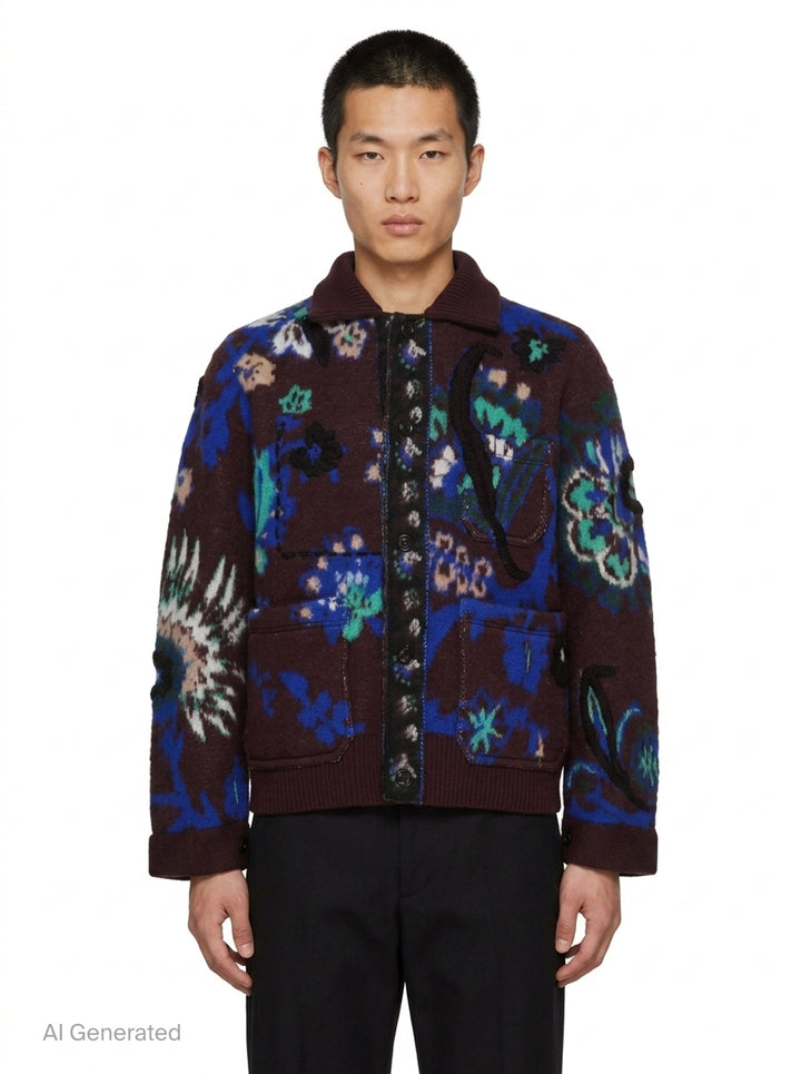 Floral Jacquard Knit Blouson | sacai | Club21 - front
