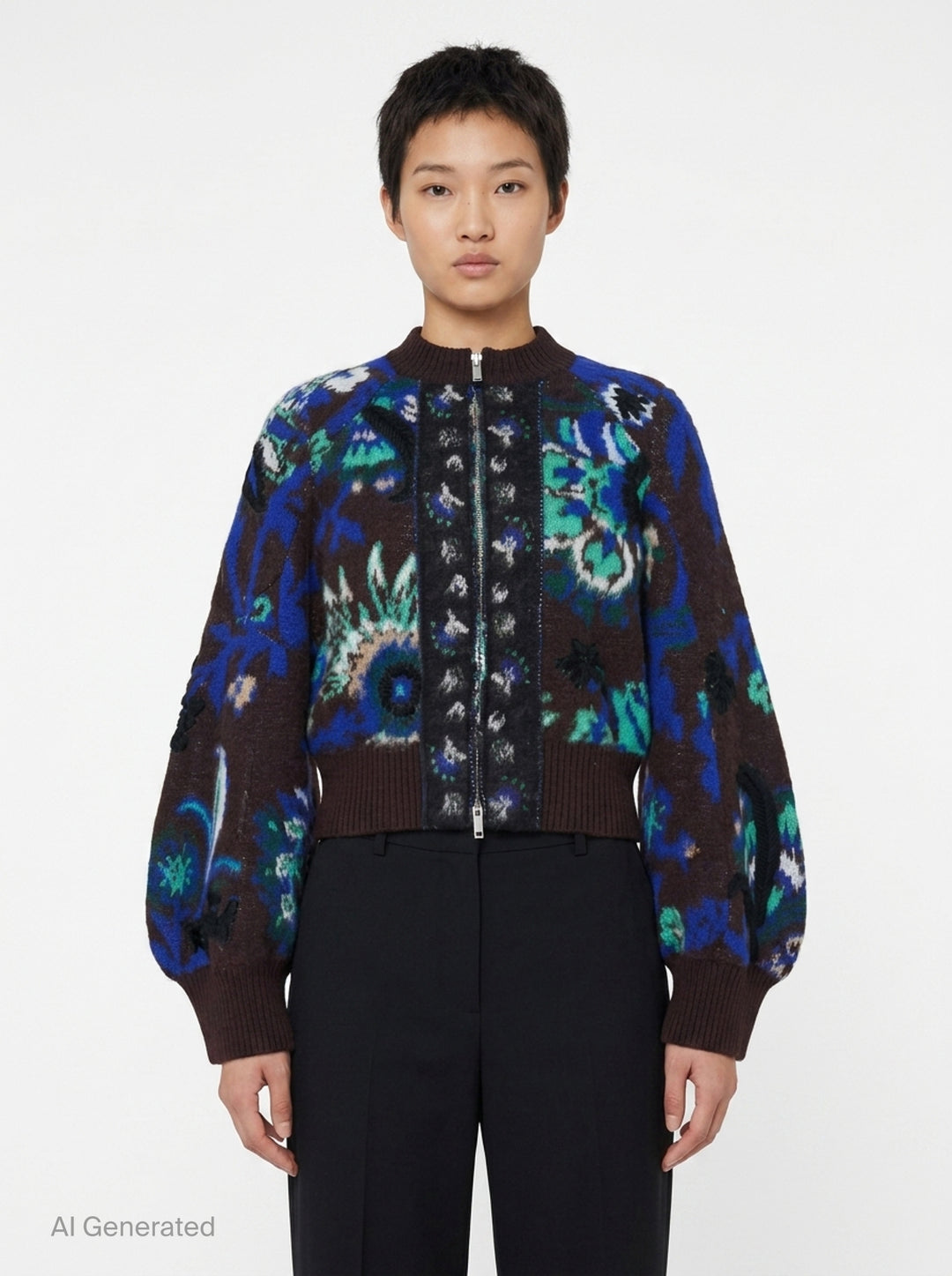 Floral Jacquard Knit Blouson | sacai | Club21 - front