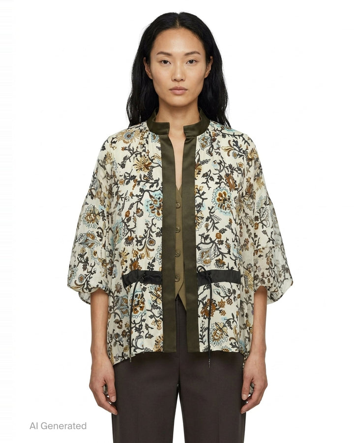 Floral Print Chiffon Blouse | sacai | Club21 - front