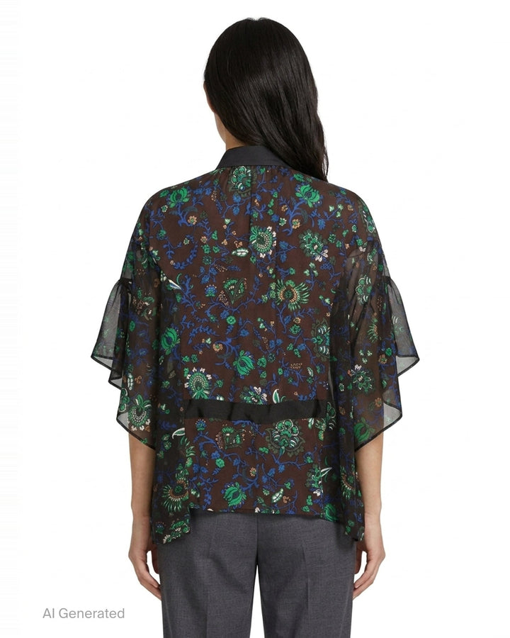 Floral Print Chiffon Blouse | sacai | Club21 - back
