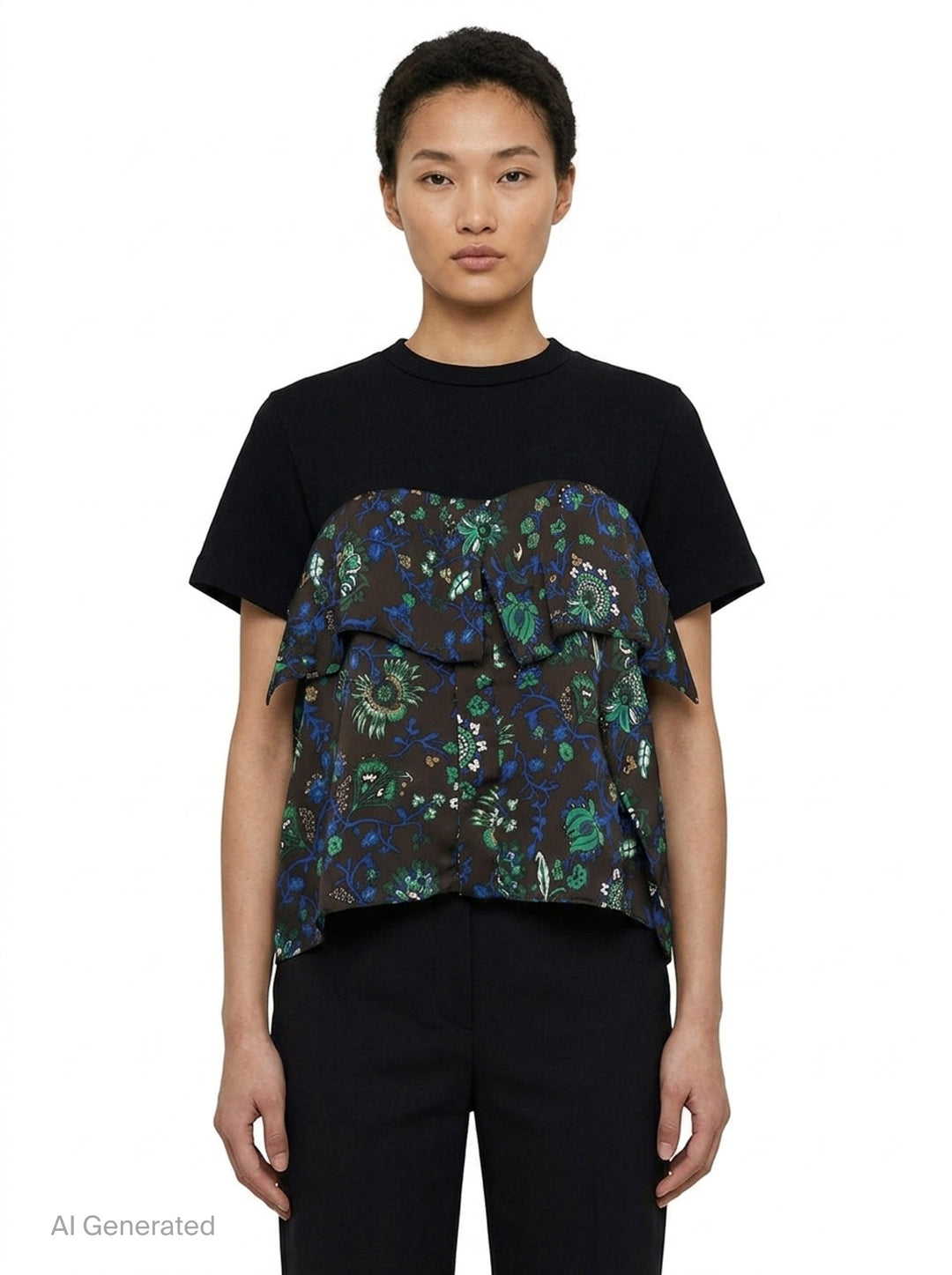 Floral Print Cotton Jersey Tee | sacai | Club21 - front
