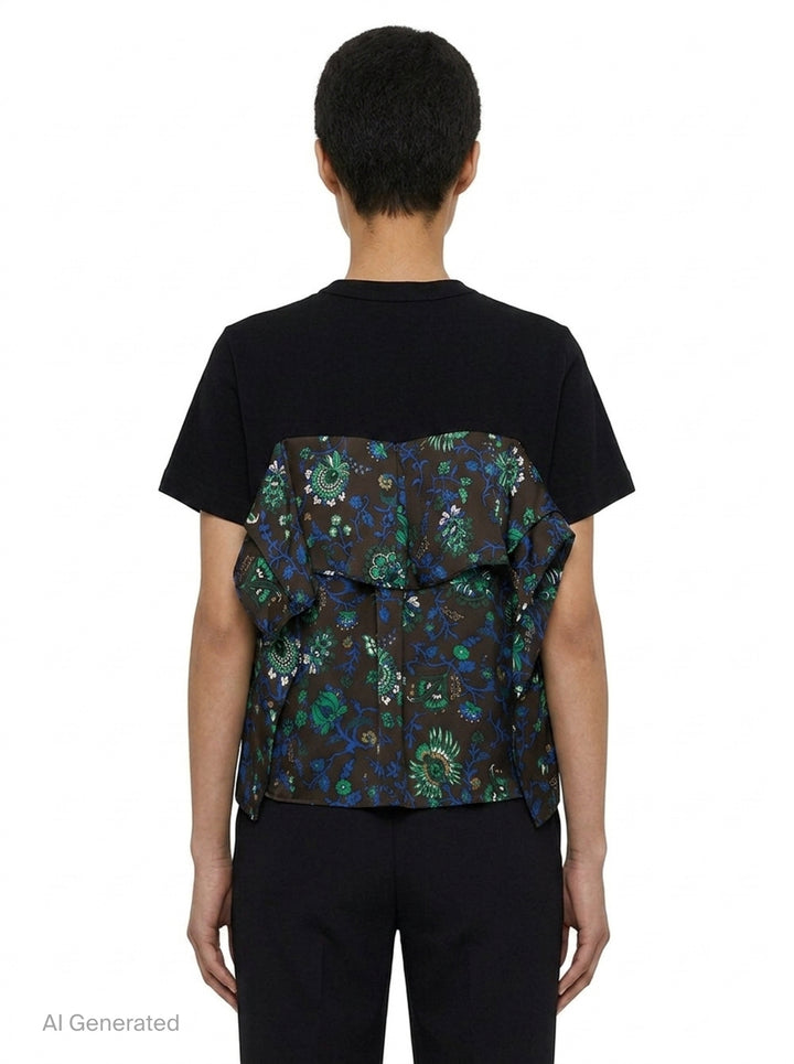 Floral Print Cotton Jersey Tee | sacai | Club21 - back