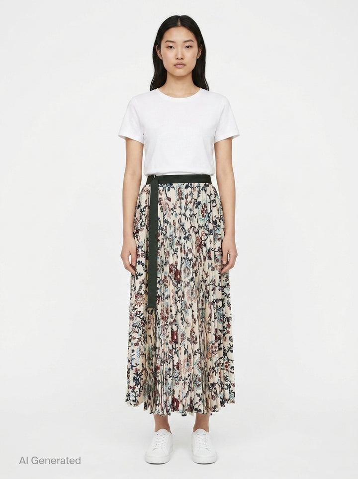 Floral Print Pleated Skirt | sacai | Club21 - front