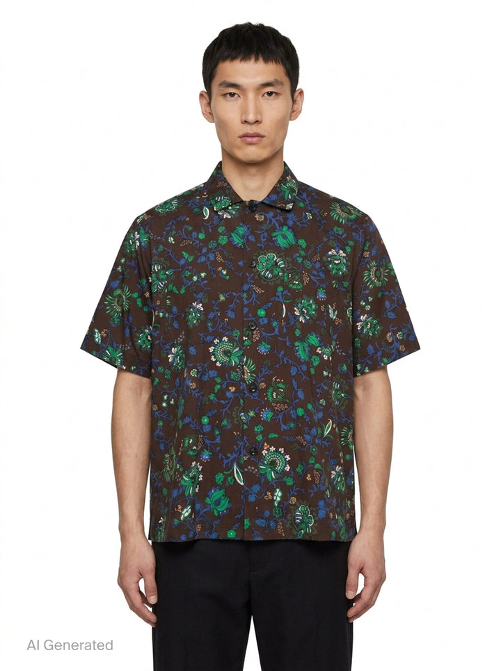 Floral Print Short Sleeve Shirt | sacai | Club21 - front