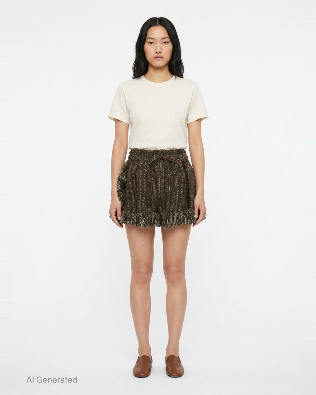 Fringe Tweed Mini Skirt | sacai | Club21 - front