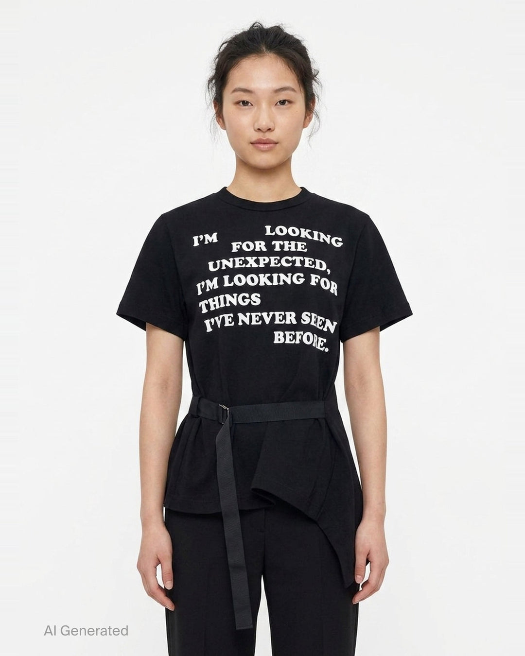 Graphic Print Belted T-Shirt | sacai | Club21 - front