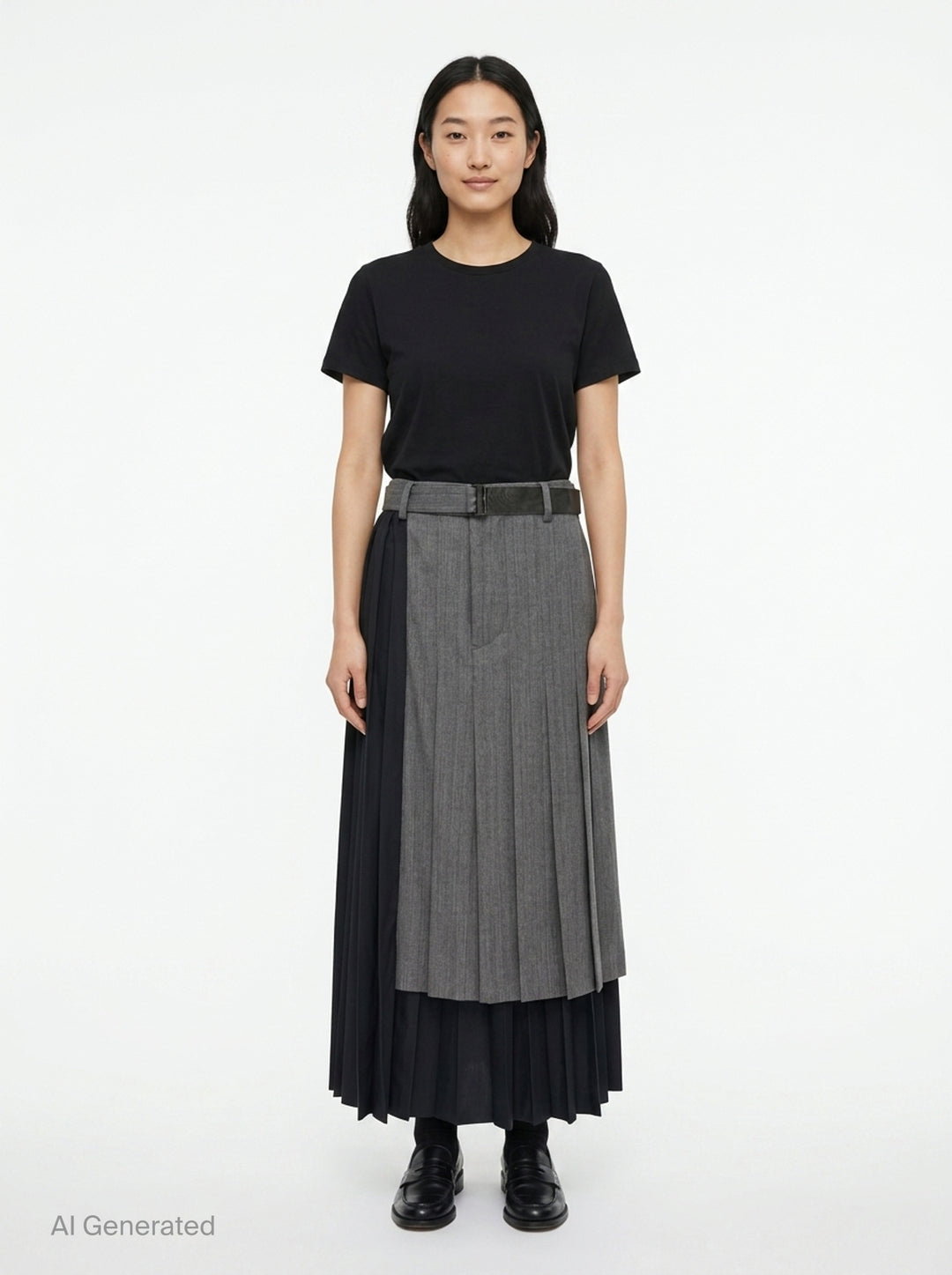 Herringbone Suiting Pleated Skirt | sacai | Club21 - front
