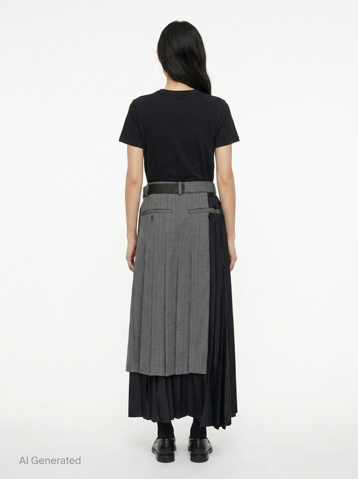 Herringbone Suiting Pleated Skirt | sacai | Club21 - back