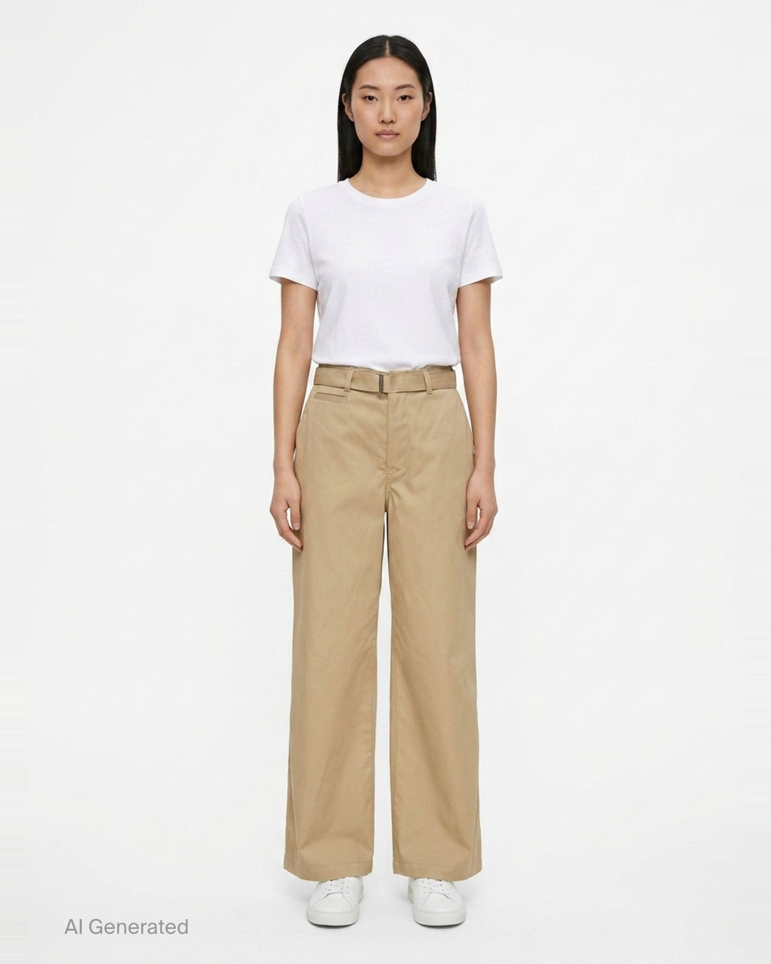 Belted Cotton Chino Pants | sacai | Club21 - front
