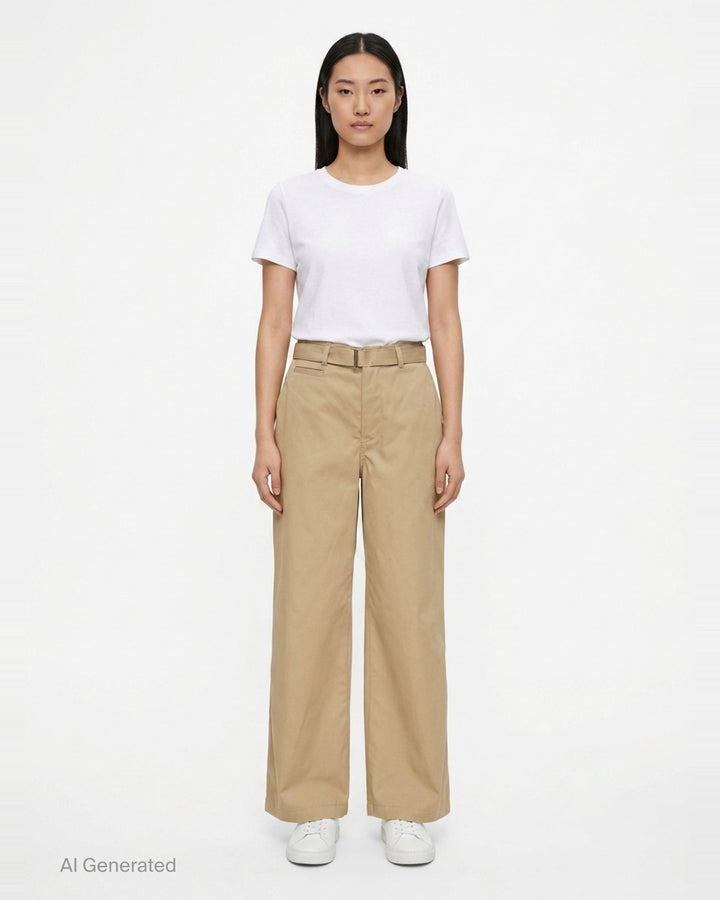 Belted Cotton Chino Pants | sacai | Club21 - front