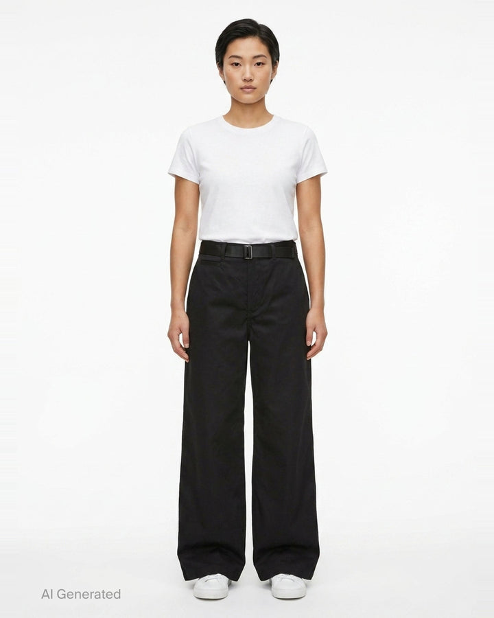 Belted Cotton Chino Pants | sacai | Club21 - front
