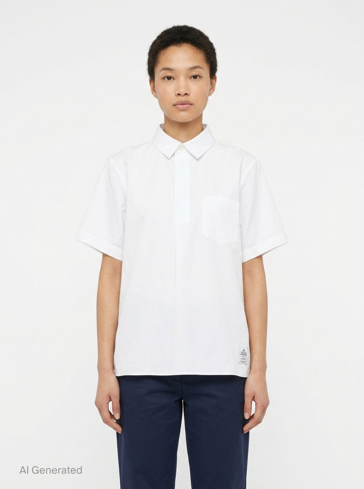 Cotton Poplin Short Sleeve Shirt | sacai | Club21 - front