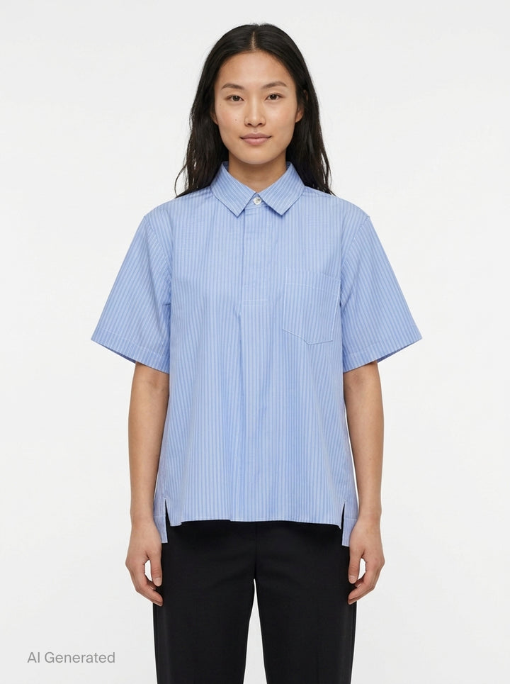 Cotton Poplin Short Sleeve Shirt | sacai | Club21 - front
