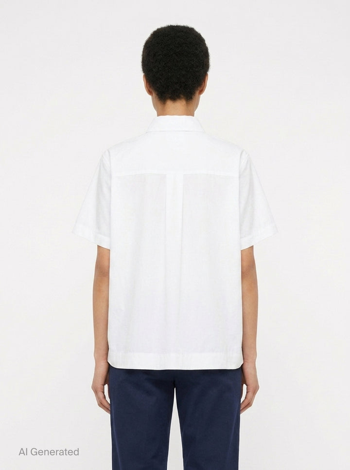 Cotton Poplin Short Sleeve Shirt | sacai | Club21 - back