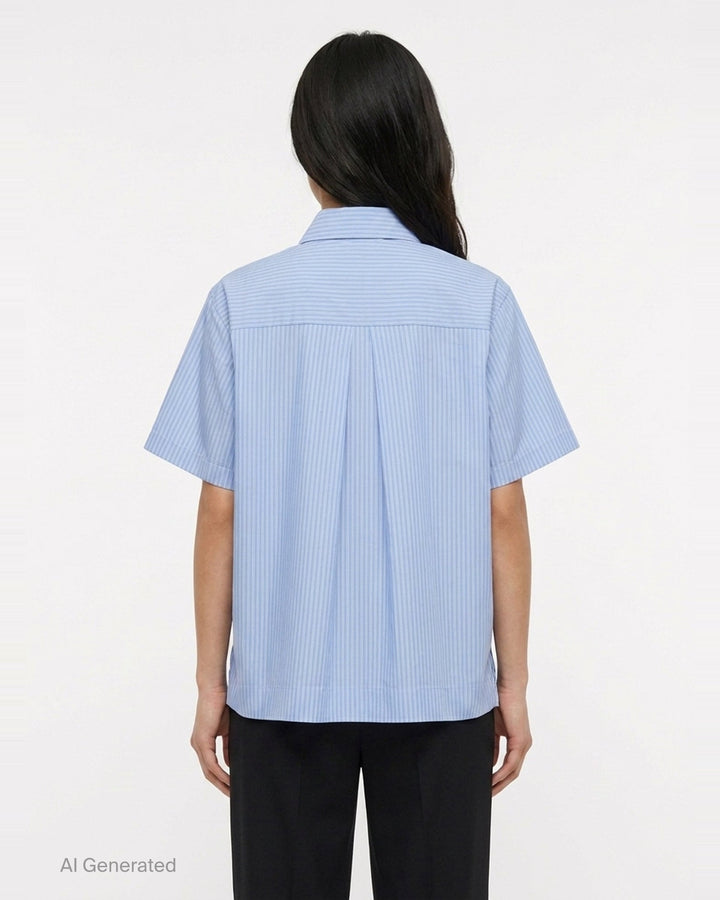 Cotton Poplin Short Sleeve Shirt | sacai | Club21 - back