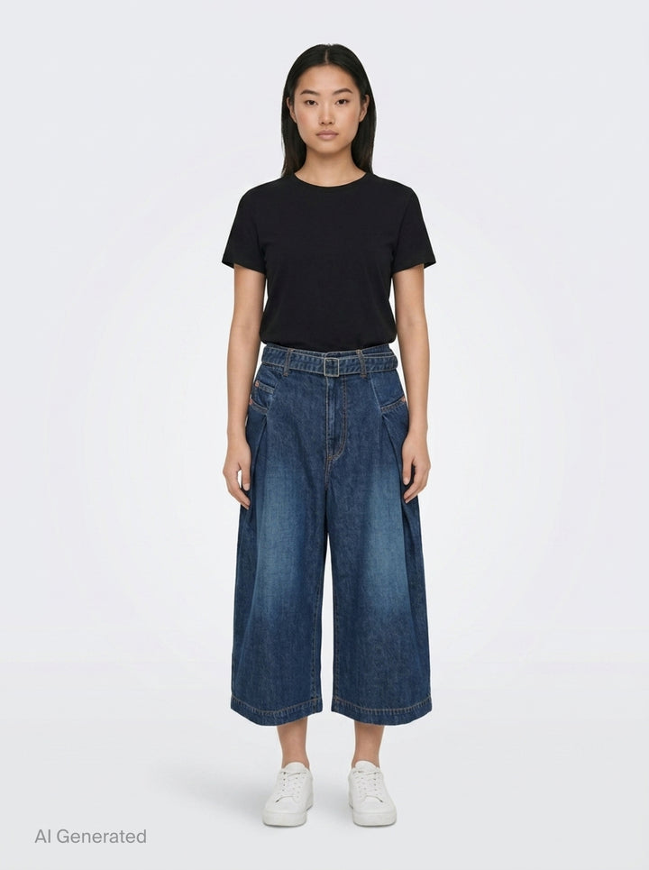 Wide Leg Denim Shorts | sacai | Club21 - front
