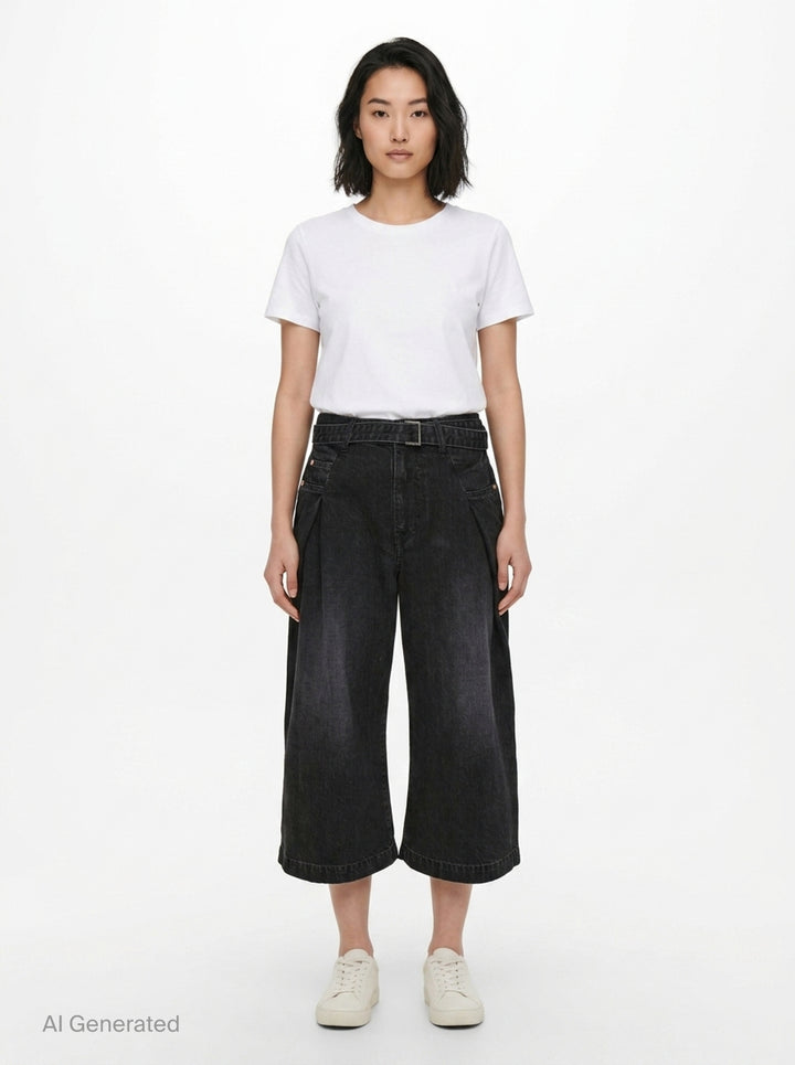 Wide Leg Denim Shorts | sacai | Club21 - front
