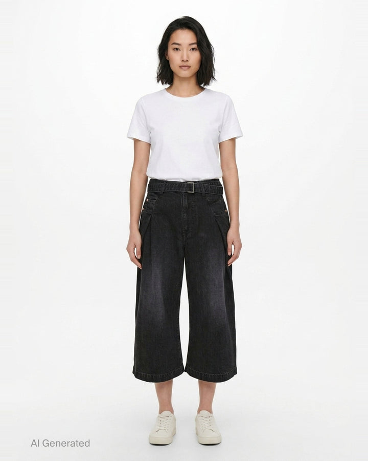 Wide Leg Denim Shorts | sacai | Club21 - front