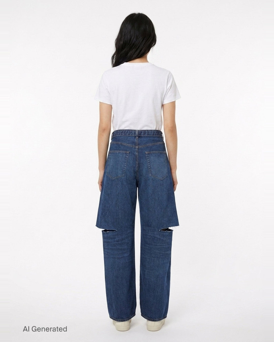 Layered Wide-Leg Denim Jeans | sacai | Club21 - back