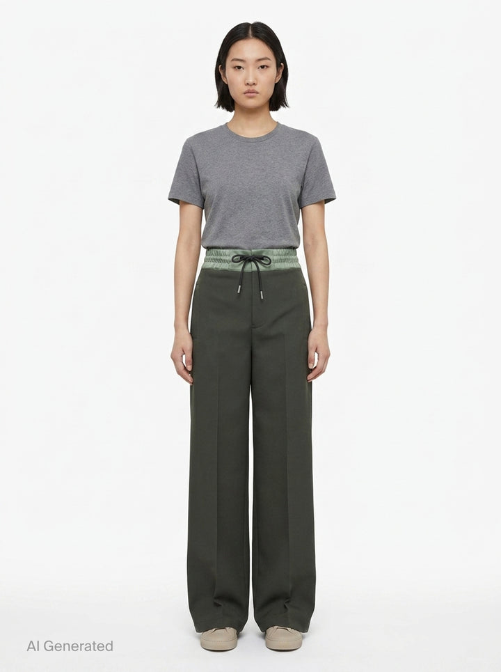 Matelassé Twill Wide-Leg Pants | sacai | Club21 - front