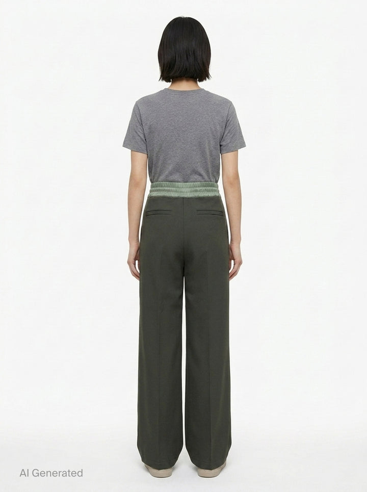 Matelassé Twill Wide-Leg Pants | sacai | Club21 - back