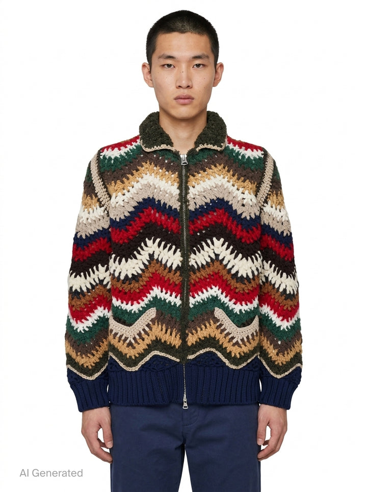 Mix Crochet Knit Blouson | sacai | Club21 - front