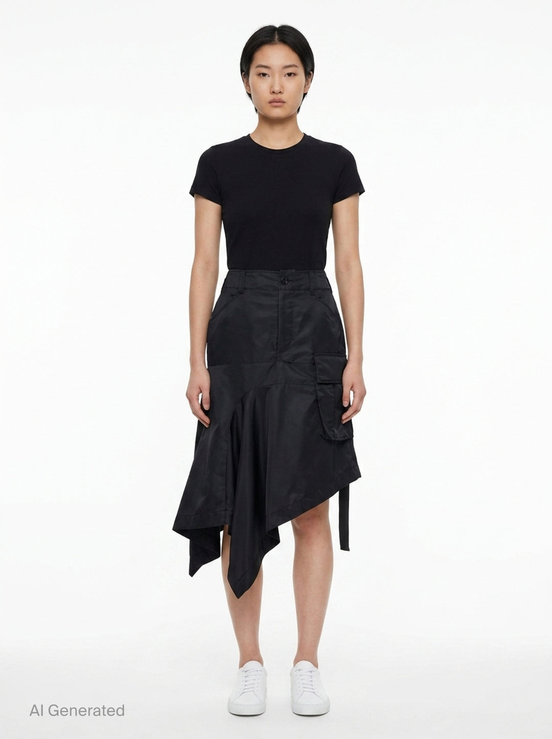 Nylon Twill Asymmetric Cargo Skirt | sacai | Club21 - front