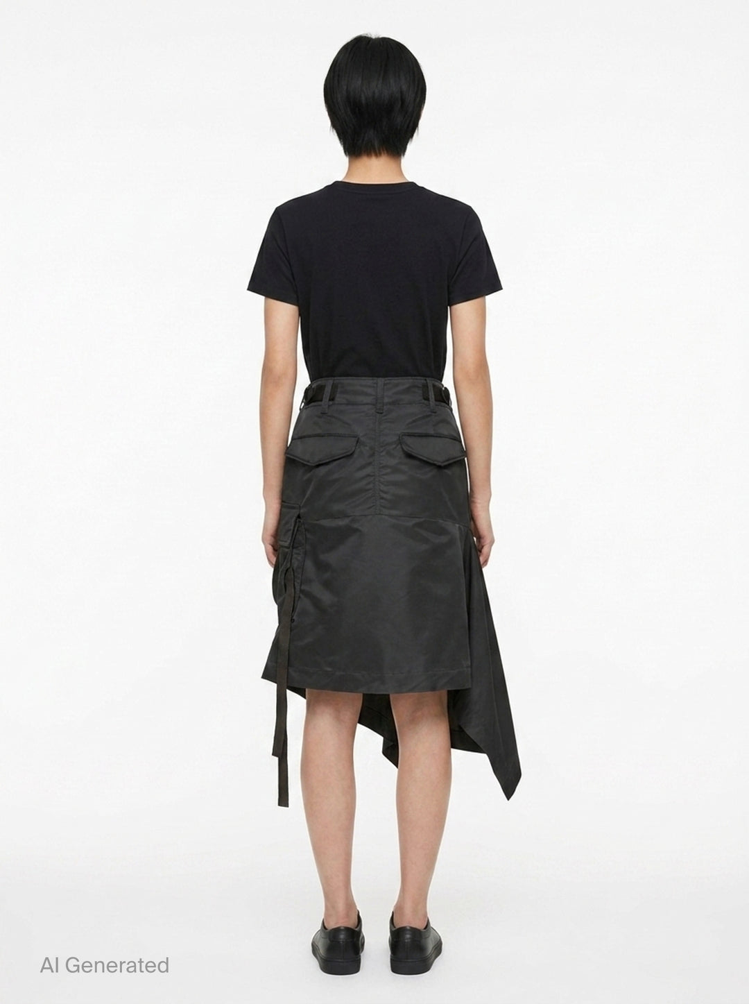 Nylon Twill Asymmetric Cargo Skirt | sacai | Club21 - back