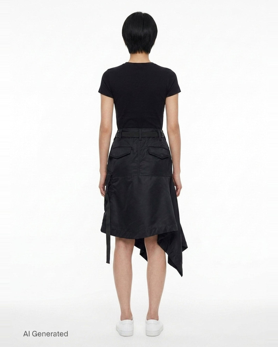 Nylon Twill Asymmetric Cargo Skirt | sacai | Club21 - back