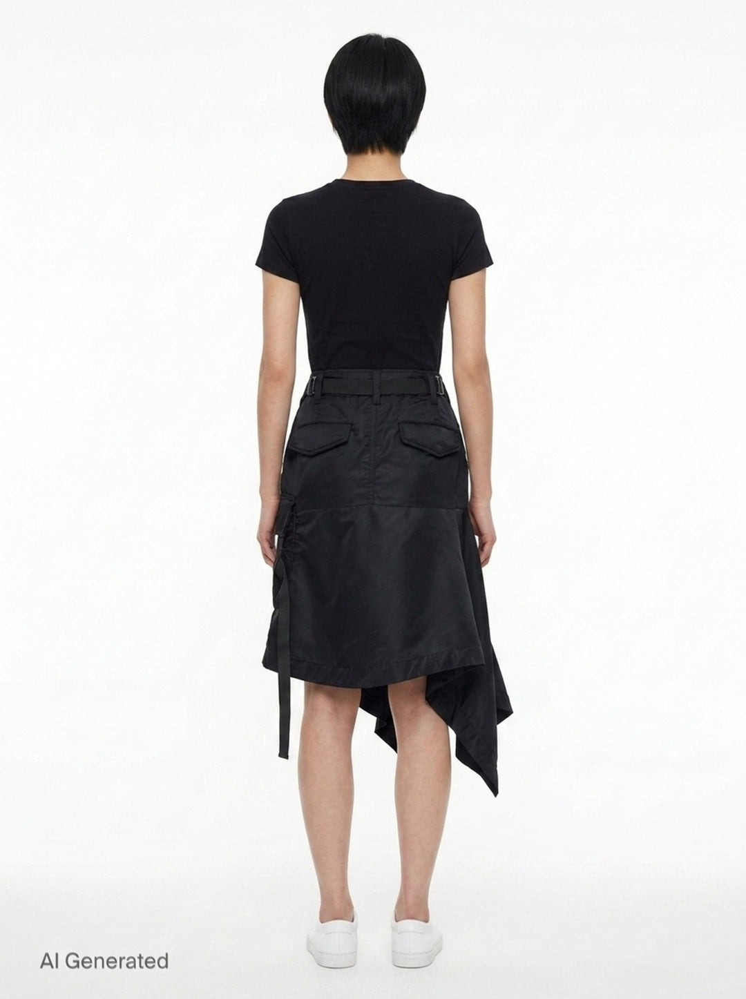 Nylon Twill Asymmetric Cargo Skirt | sacai | Club21 - back
