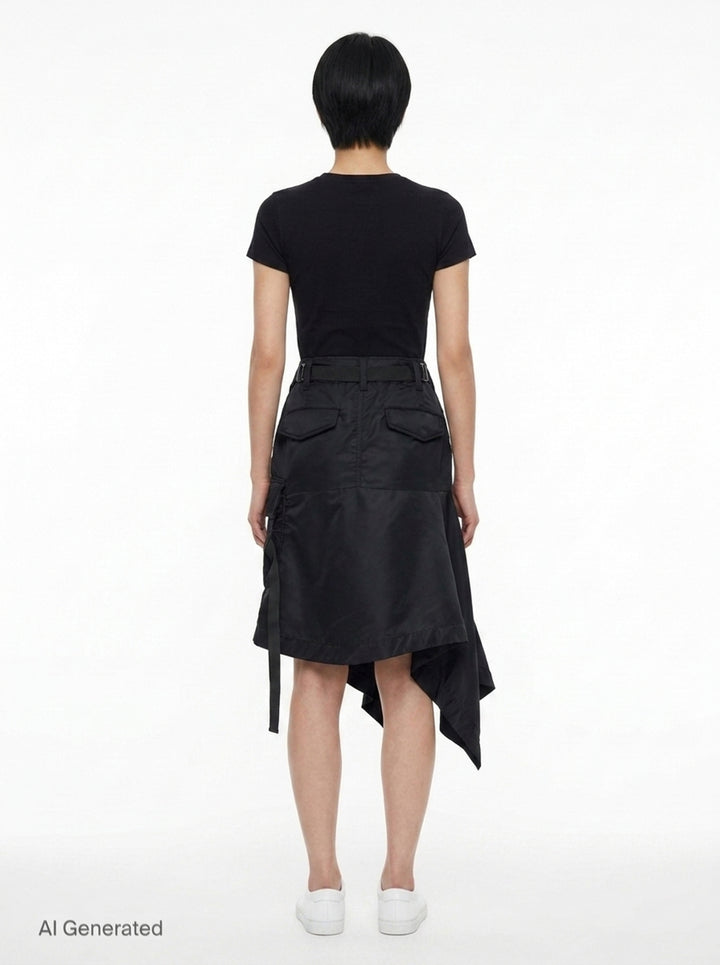 Nylon Twill Asymmetric Cargo Skirt | sacai | Club21 - back