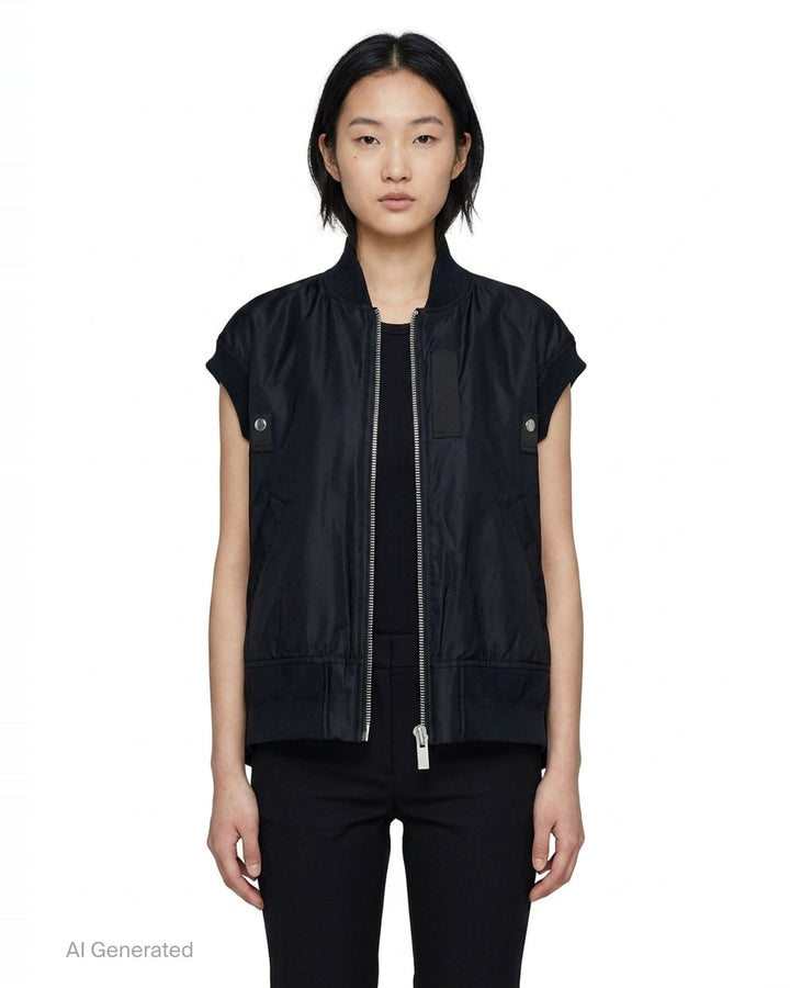Nylon Twill Bomber Vest | sacai | Club21 - front