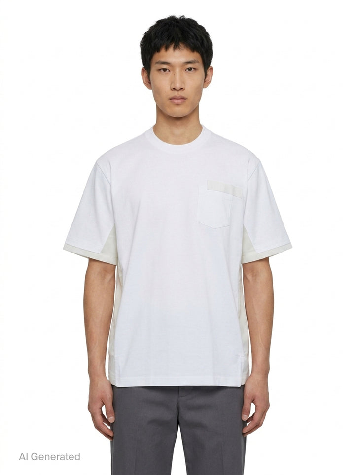 Nylon Twill Cotton Jersey T-Shirt | sacai | Club21 - front