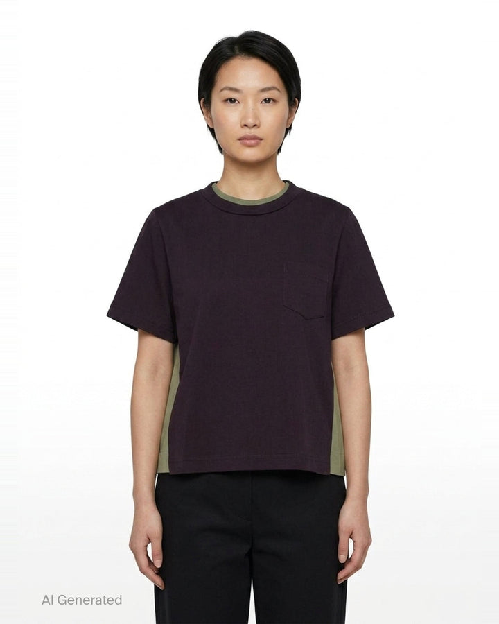 Nylon Twill Cotton Jersey T-Shirt | sacai | Club21 - front