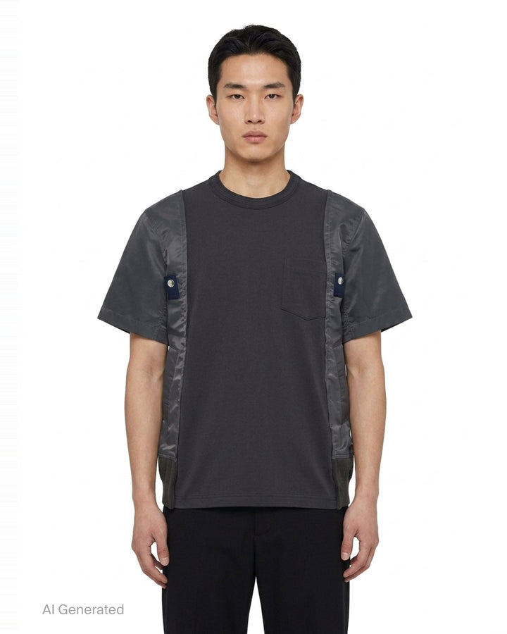Nylon Twill Cotton Jersey T-Shirt | sacai | Club21 - front
